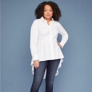 Lane Bryant White Extreme Peplum Tunic Shirt Size 28